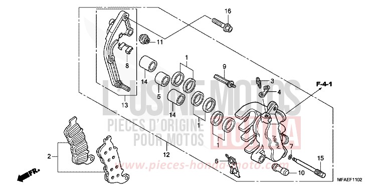 BREMSSATTEL, L. VORNE (CBF1000A/T/S) von CBF1000 ABS PEARL COOL WHITE (NHA16) von 2010